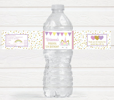 Unicorn Birthday Party Water Bottle Labels - UNI222 - LABELS ONLY :) - Thatsawrapfavors