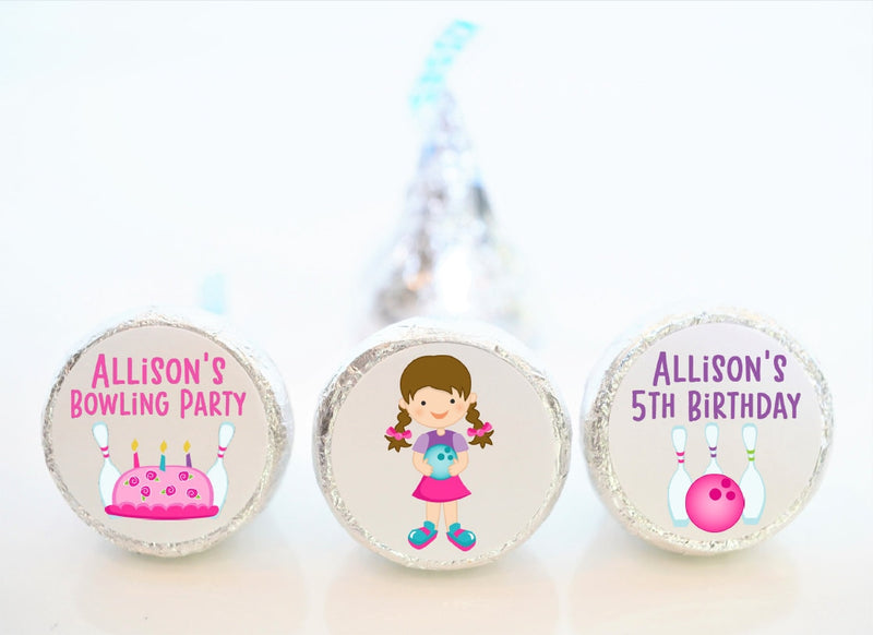Bowling Theme Birthday Party Hershey Kiss Stickers -  BOW001 - STICKERS ONLY :) - Thatsawrapfavors