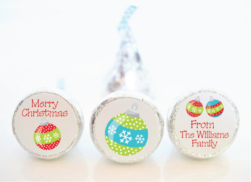 Christmas Ornament Hershey Kiss Stickers - CHR001 - STICKERS ONLY :) - Thatsawrapfavors