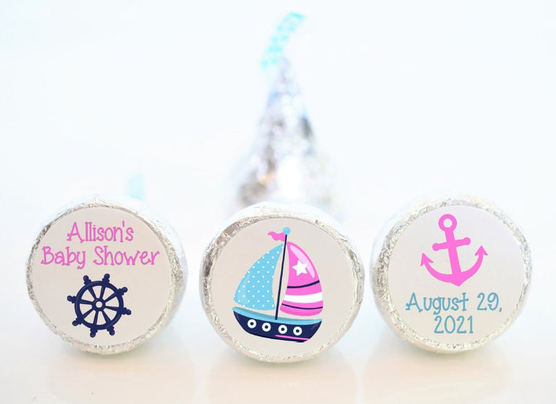 Nautical Baby Shower Hershey Kiss Stickers - NAB002 - LABELS ONLY :) - Thatsawrapfavors