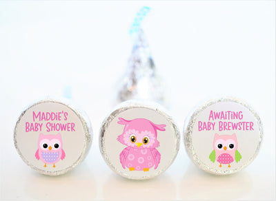 Owl Baby Shower Hershey Kiss Stickers - OWL002 - STICKERS ONLY :) - Thatsawrapfavors