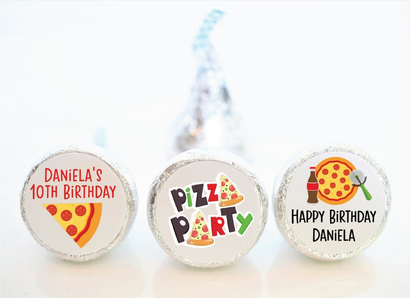 Pizza Birthday Hershey Kiss Stickers - PIZ001 - STICKERS ONLY :) - Thatsawrapfavors