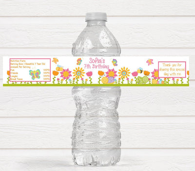 Butterfly Garden Party Water Bottle Labels - GAR220 - LABELS ONLY :) - Thatsawrapfavors