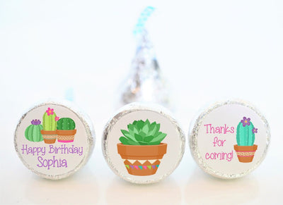 Succulent Cactus Hershey Kiss Stickers - SUC001 - STICKERS ONLY :) - Thatsawrapfavors