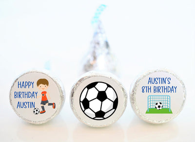 Soccer Theme Hershey Kiss Birthday Stickers - SOC001 - STICKERS ONLY :) - Thatsawrapfavors