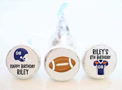 Football Theme Hershey Kiss Birthday Party Favor Stickers - FBL001 - STICKERS ONLY :) - Thatsawrapfavors