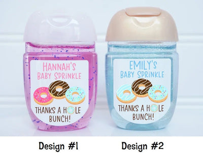 Donut Theme Baby Shower Hand Sanitizer Favor Labels - DON103 - LABELS ONLY :) - Thatsawrapfavors