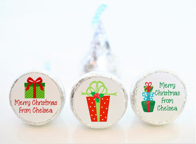 Christmas Present Theme Hershey Kiss Stickers - CHR002 - LABELS ONLY :) - Thatsawrapfavors