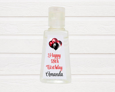 Red Black Balloons Birthday Hand Sanitizer Favor Labels - BAL120 - LABELS ONLY :) - Thatsawrapfavors