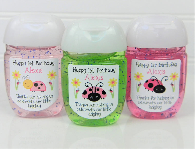 Pink Ladybug Birthday Hand Sanitizer Party Favor Labels - LDB100 - LABELS ONLY :) - Thatsawrapfavors