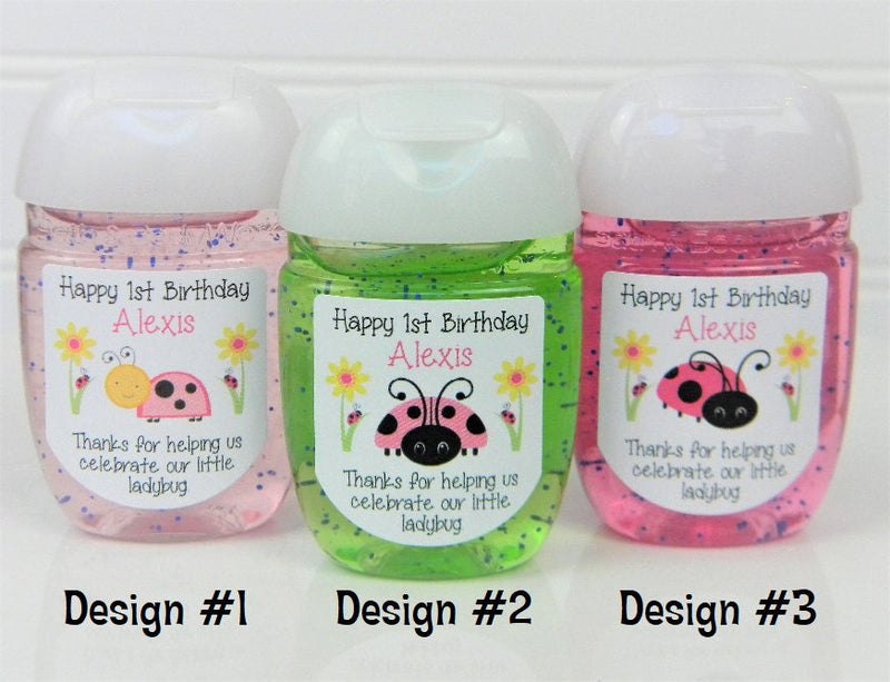 Pink Ladybug Birthday Hand Sanitizer Party Favor Labels - LDB100 - LABELS ONLY :) - Thatsawrapfavors