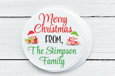 Christmas Bird Favor Labels - Gift Tag Stickers - Several Sizes Available - CHR031 - Thatsawrapfavors