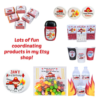 Firefighter Theme Birthday Party Hershey Nugget Labels - FIR320 - STICKERS ONLY :) - Thatsawrapfavors
