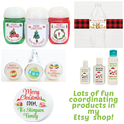 Christmas Pine Swag Hand Sanitizer Party Favor Labels - CWR106 - LABELS ONLY :) - Thatsawrapfavors