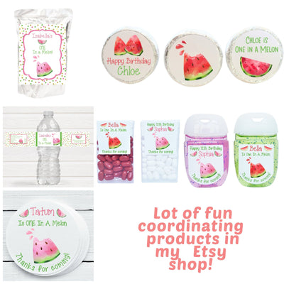 Watermelon Theme Birthday Juice Pouch Labels - WTR260 - LABELS ONLY :) - Thatsawrapfavors