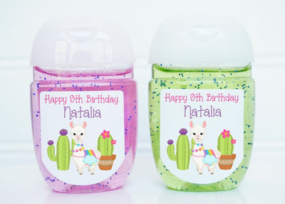 Llama and Cactus Theme Birthday Party Hand Sanitizer Favors - LLA102 - LABELS ONLY :) - Thatsawrapfavors