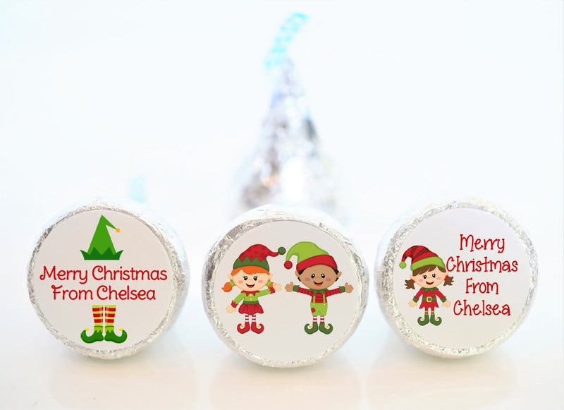 Christmas Elf Hershey Kiss Stickers - CHR004 - LABELS ONLY :) - Thatsawrapfavors
