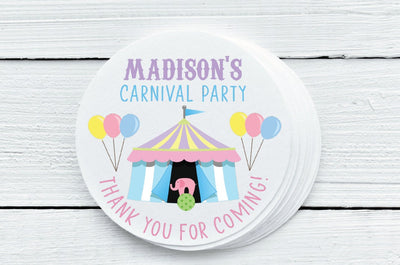 Carnival Circus Theme Favor Labels - Gift Tag Stickers - Several Sizes Available - CAR026 - Thatsawrapfavors