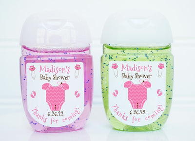 One Piece Bodysuit Baby Shower Hand Sanitizer Labels - ONE100 - LABELS ONLY :) - Thatsawrapfavors