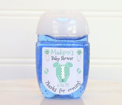 One Piece Bodysuit Baby Shower Hand Sanitizer Labels - ONE101 - LABELS ONLY :) - Thatsawrapfavors