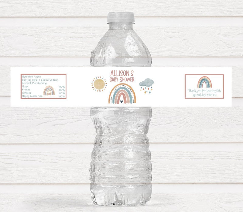 Boho Rainbow Baby Shower Water Bottle Labels - BOH220 - LABELS ONLY :) - Thatsawrapfavors