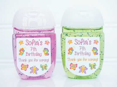 Butterfly Theme Birthday Party Hand Sanitizer Favor Labels - BUT100 - LABELS ONLY :) - Thatsawrapfavors