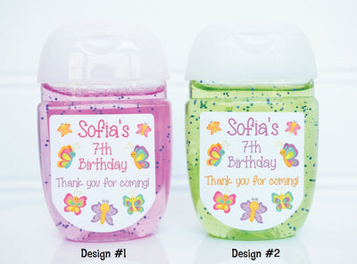 Butterfly Theme Birthday Party Hand Sanitizer Favor Labels - BUT100 - LABELS ONLY :) - Thatsawrapfavors