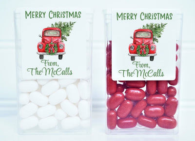 Christmas Vintage Red Truck Tic Tac Labels - CHR200 - LABELS ONLY :) - Thatsawrapfavors