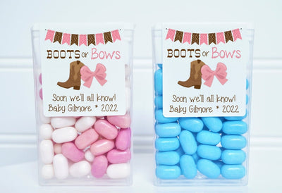 Boots or Bows Theme Gender Reveal Tic Tac Labels - BOB201 - LABELS ONLY - Thatsawrapfavors