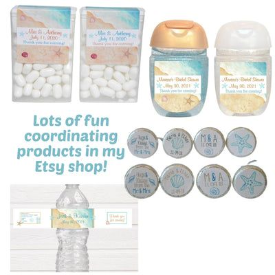 Beach Wedding Water Bottle Labels - BEA220 - LABELS ONLY :) - Thatsawrapfavors