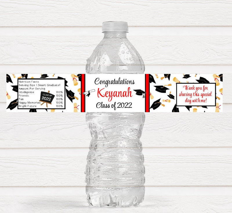 Graduation Party Water Bottle Labels - Many Color Choices - GRD223 - LABELS ONLY :) - Thatsawrapfavors