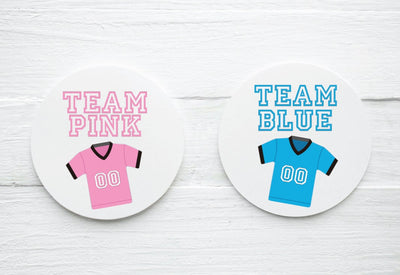 Team Pink Team Blue Gender Reveal Favor Labels - Half of Each - Gift Tags - Several Sizes Available - POB025 - Thatsawrapfavors