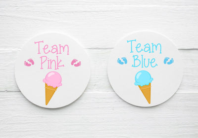 Team Pink Team Blue Ice Cream Theme Gender Reveal Labels - Gift Tags - Several Sizes Available -SCO026 - Thatsawrapfavors
