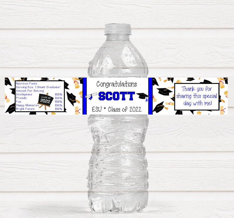 Graduation Party Water Bottle Labels - Many Color Choices - GRD222 - LABELS ONLY :) - Thatsawrapfavors