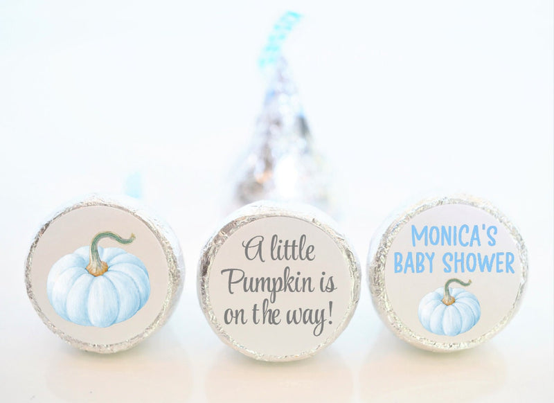 A Little Pumpkin is on the Way Theme Baby Shower Kiss Stickers - PUM003 - STICKERS ONLY :) - Thatsawrapfavors