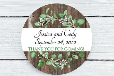 Rustic Eucalyptus Theme Wedding Favor Labels - Gift Tags - Several Sizes Available - EUC028 - Thatsawrapfavors
