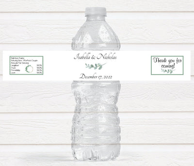 Eucalyptus Theme Wedding Water Bottle Labels - EUC221 - LABELS ONLY :) - Thatsawrapfavors