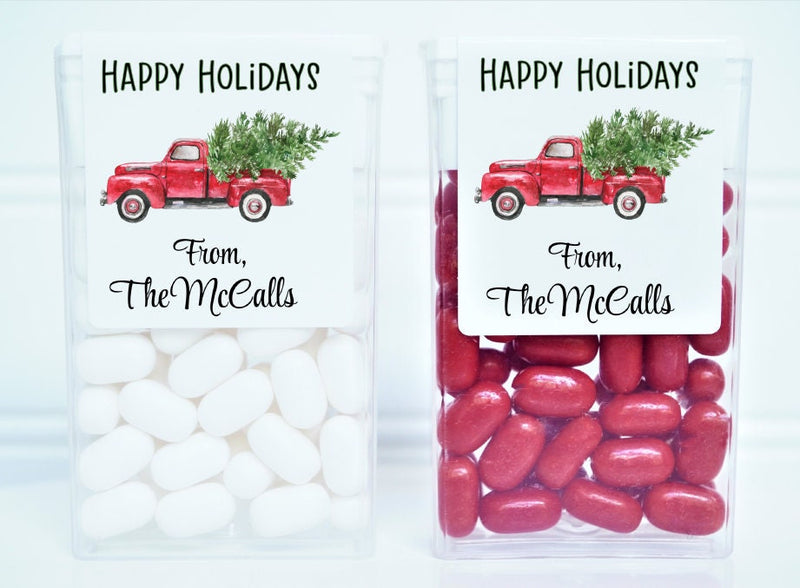 Christmas Vintage Red Truck Tic Tac Labels - CHR201 - LABELS ONLY :) - Thatsawrapfavors