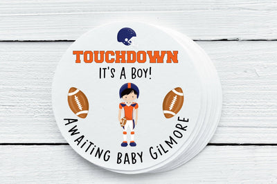 Football Theme Baby Shower Favor Labels - Gift Tags - Several Sizes Available - FBL026 - Thatsawrapfavors