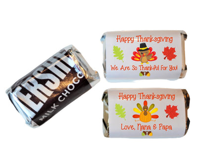 Thanksgiving Turkey Theme Hershey Miniatures Labels - TKG340 - STICKERS ONLY :) - Thatsawrapfavors