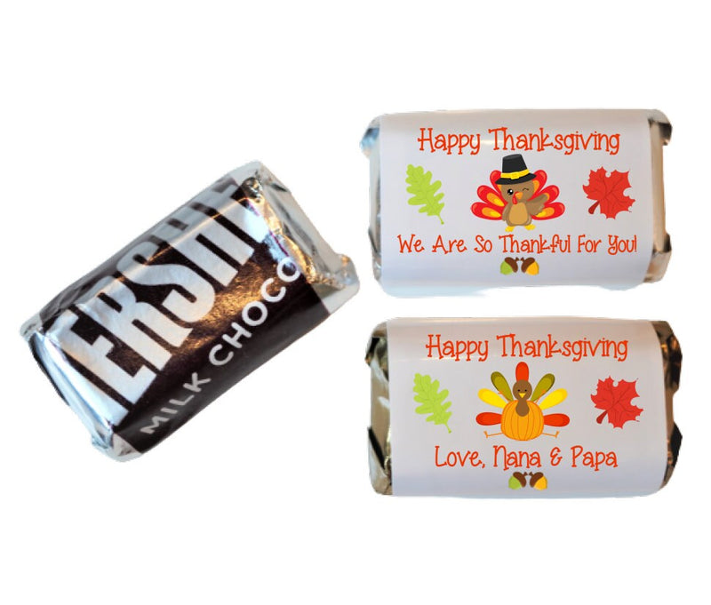 Thanksgiving Turkey Theme Hershey Miniatures Labels - TKG340 - STICKERS ONLY :) - Thatsawrapfavors