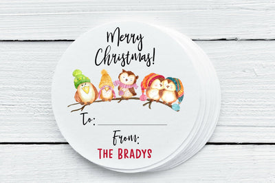 Christmas Birds Favor Labels - Gift Tag Stickers - Several Sizes Available - CHR033 - Thatsawrapfavors