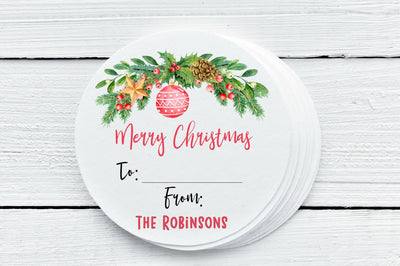 Christmas Swag Favor Labels - Gift Tag Stickers - CHR034 - Thatsawrapfavors