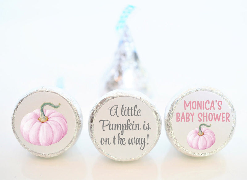 A Little Pumpkin is on the Way Theme Baby Shower Kiss Stickers - PUM004 - STICKERS ONLY :) - Thatsawrapfavors