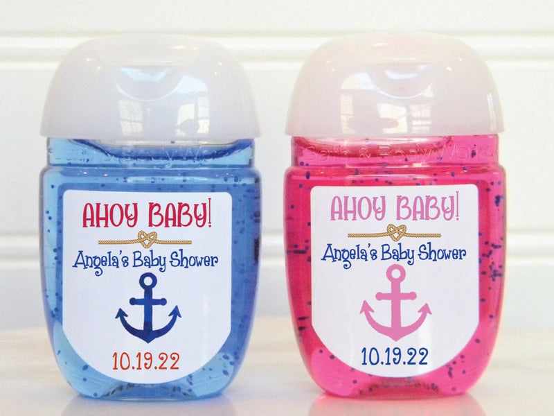Nautical Theme Baby Shower Hand Sanitizer Labels - Ahoy it&