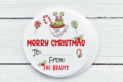 Christmas Elf  Favor Labels - Gift Tag Stickers - Several Sizes Available - CHR038 - Thatsawrapfavors