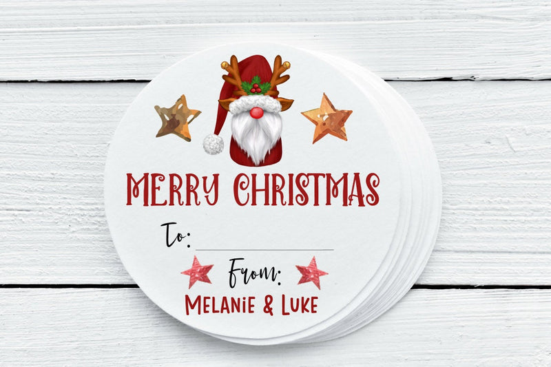 Christmas Santa Gnome Favor Labels - Gift Tag Stickers - Several Sizes Available - CHR039 - Thatsawrapfavors
