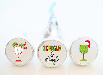 Christmas Jingle & Mingle Theme Hershey Kiss Stickers - CHR007 - LABELS ONLY :) - Thatsawrapfavors