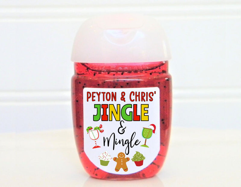 Christmas Jingle & Mingle Theme Hand Sanitizer Party Favor Labels - CHR114 - LABELS ONLY :) - Thatsawrapfavors