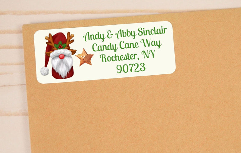 Gnome Theme Christmas Return Address Labels - CHR403 - LABELS ONLY :) - Thatsawrapfavors